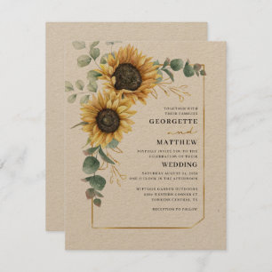 Eucalyptus Sunflower Floral Botanical Wedding Invitation