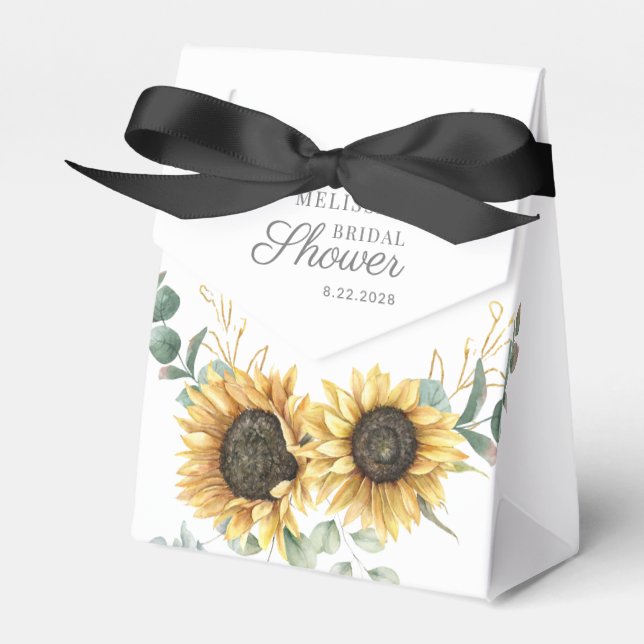 Eucalyptus Sunflower Floral Bridal Shower Favour Box (Front Side)