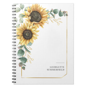 Eucalyptus Sunflower Floral Geometric Notebook