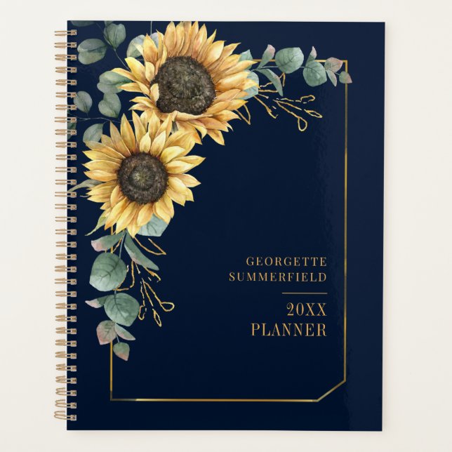 Eucalyptus Sunflower Floral Geometric Planner (Front)