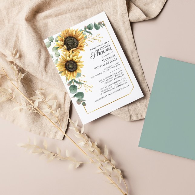 Eucalyptus Sunflower Floral Greenery Bridal Shower Invitation (Creator Uploaded)