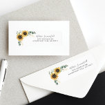 Eucalyptus Sunflower Floral Wedding Return Address<br><div class="desc">Create a modern Sunflower Floral return address labels with this cute template featuring beautiful rustic floral bouquet, geometric gold effect frame, with modern simple typography. TIP: Matching wedding suite cards like RSVP, wedding programs, banners, tapestry, gift tags, signs, and other wedding keepsakes and goodies are available in the collection below...</div>