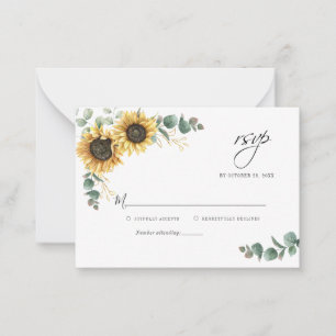 Eucalyptus Sunflower Floral Wedding RSVP Card