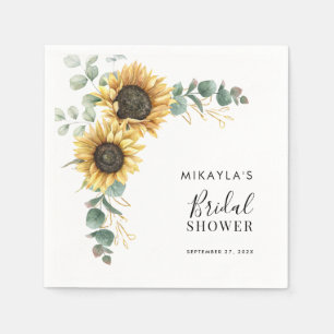 Eucalyptus Sunflower Flowers Bridal Shower Paper Napkin