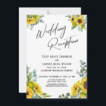 Eucalyptus Sunflower Handwriting Wedding Reception Invitation<br><div class="desc">Invite your guests to your wedding celebration with the help of these pretty floral cards. In the design I've used an elegant handwriting font to create a simple graphic typography overlay reading "Wedding Reception". The corners were accented with graphics depicting watercolor bouquets of sunflowers and eucalyptus sprigs. Fill in the...</div>