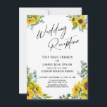 Eucalyptus Sunflower Handwriting Wedding Reception Invitation<br><div class="desc">Invite your guests to your wedding celebration with the help of these pretty floral cards. In the design I've used an elegant handwriting font to create a simple graphic typography overlay reading "Wedding Reception". The corners were accented with graphics depicting watercolor bouquets of sunflowers and eucalyptus sprigs. Fill in the...</div>