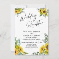 Eucalyptus Sunflower Handwriting Wedding Reception
