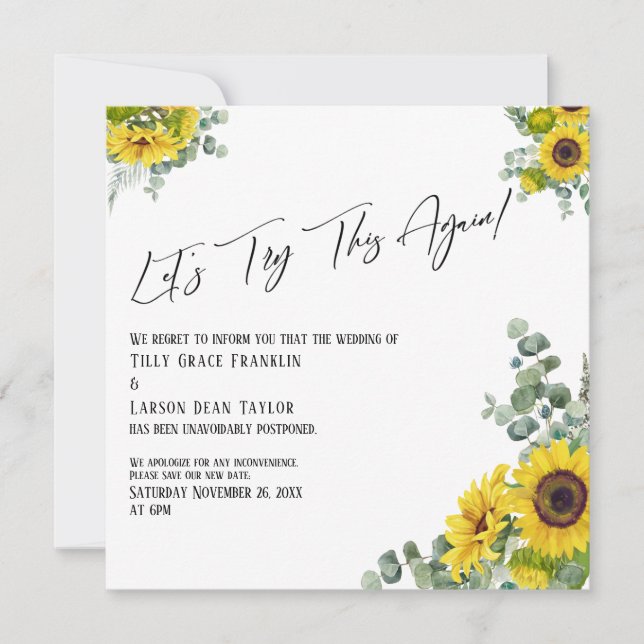 Eucalyptus Sunflower Let's Try This Again Card (Front)