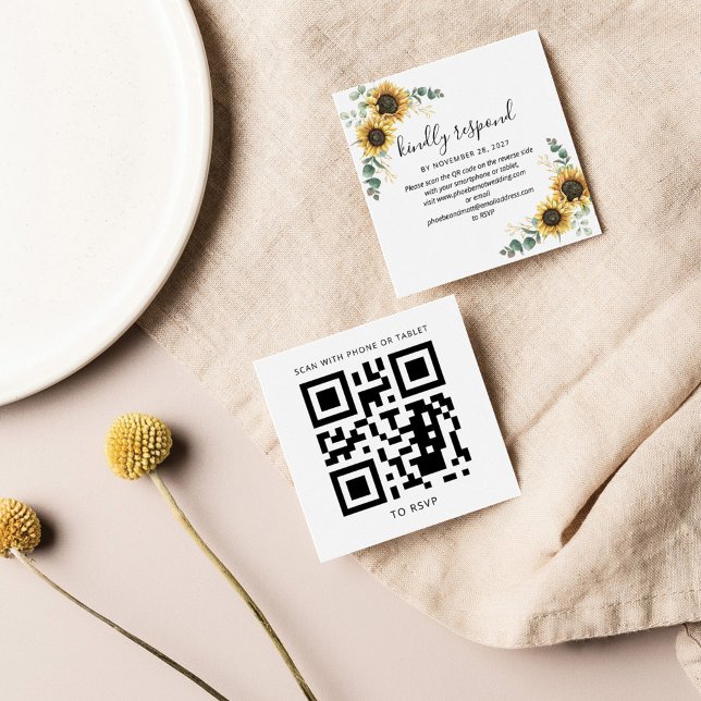 Eucalyptus Sunflower QR Code Wedding Website RSVP (Creator Uploaded)