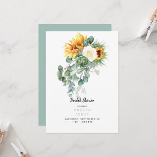 Eucalyptus Sunflower Turquoise Bridal Shower Invitation