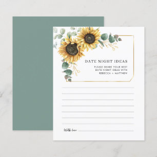 Eucalyptus Sunflower Wedding Date Night Ideas Card