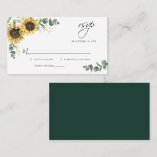 Eucalyptus Sunflower Wedding Enclosure RSVP Card