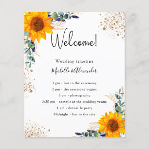 Eucalyptus sunflower wedding program details flyer