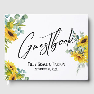 Eucalyptus Sunflowers Handwriting Guestbook