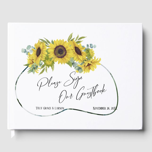 Eucalyptus Sunflowers Handwriting Guestbook (Front)