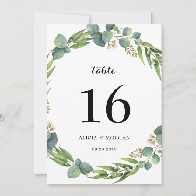 Eucalyptus table number (Front)
