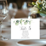 Eucalyptus Table Number 5 Wedding Seating<br><div class="desc">Plan your wedding reception with precision, from save the date, to day of the wedding events like the reception and seating arrangements with these botanical eucalyptus leaves table number seating chart cards. Simple plug in the names of the guests and the table numbers. This way, the wedding party will arrive...</div>