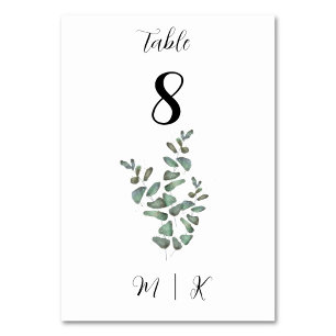 Eucalyptus Table Number Card Wedding