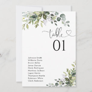 Eucalyptus Table Number Seating Chart
