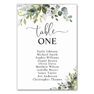 Eucalyptus Table Number Seating Chart