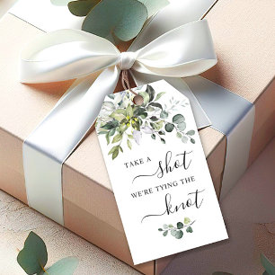 Eucalyptus Take a Shot We're Tying the Knot Gift Tags