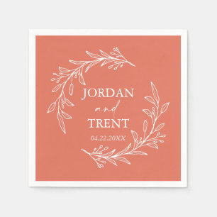 Eucalyptus Terracotta Custom Wedding Paper Napkins