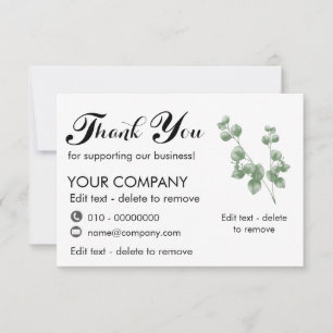 Eucalyptus Thank You For Supporting Our Business Card