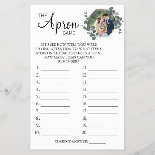Eucalyptus The Apron Bridal shower game card
