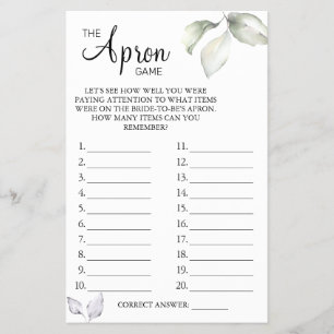 Eucalyptus The Apron Bridal shower game card