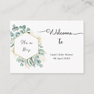 Eucalyptus-themed baby shower enclosure card