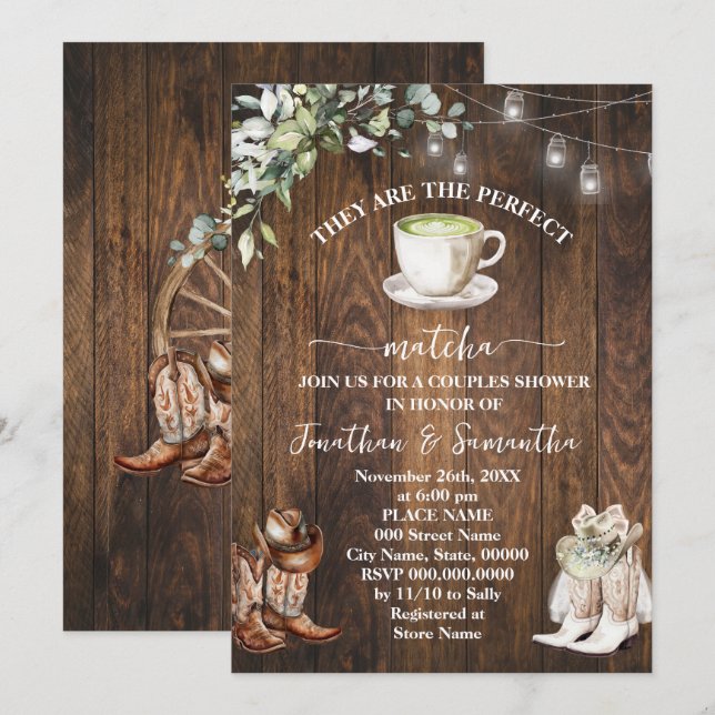 Eucalyptus They are the Perfect Matcha Western Invitation (Front/Back)