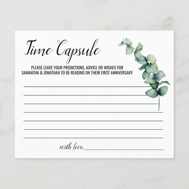 Eucalyptus Time Capsule Advice for Couple Card (Front)