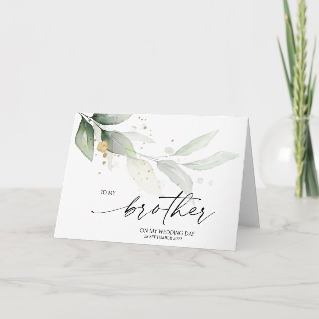 Eucalyptus To Brother Wedding Day Gift from Bride Card (Front)