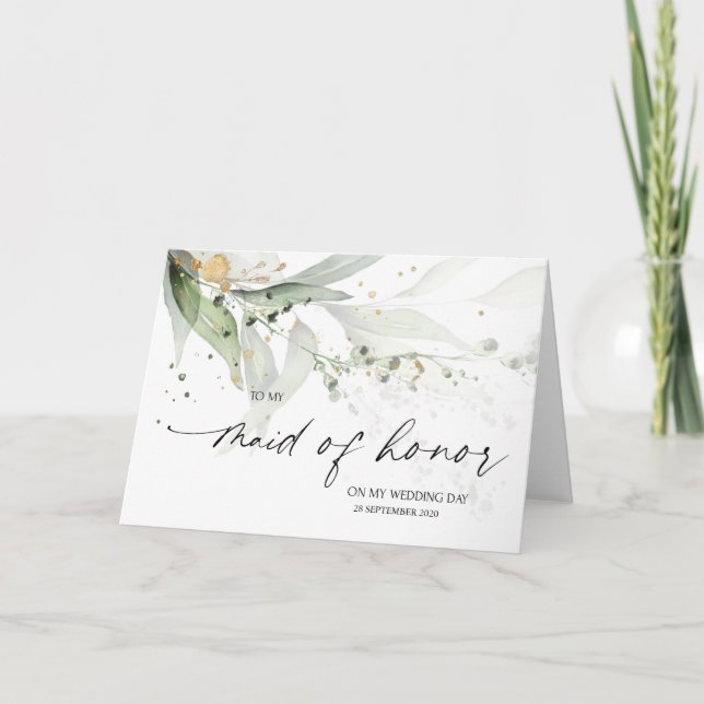 Eucalyptus To My Maid of Honor on My Wedding Day Card (Front)