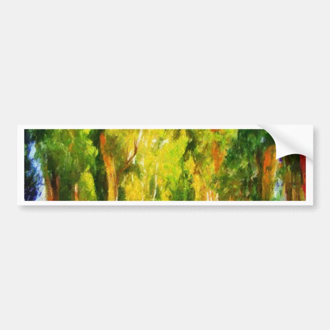Eucalyptus Tree Lined Avenue Pointillism Art Bumper Sticker (Front)