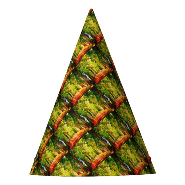 Eucalyptus Tree Lined Avenue Pointillism Art Party Hat (Front)