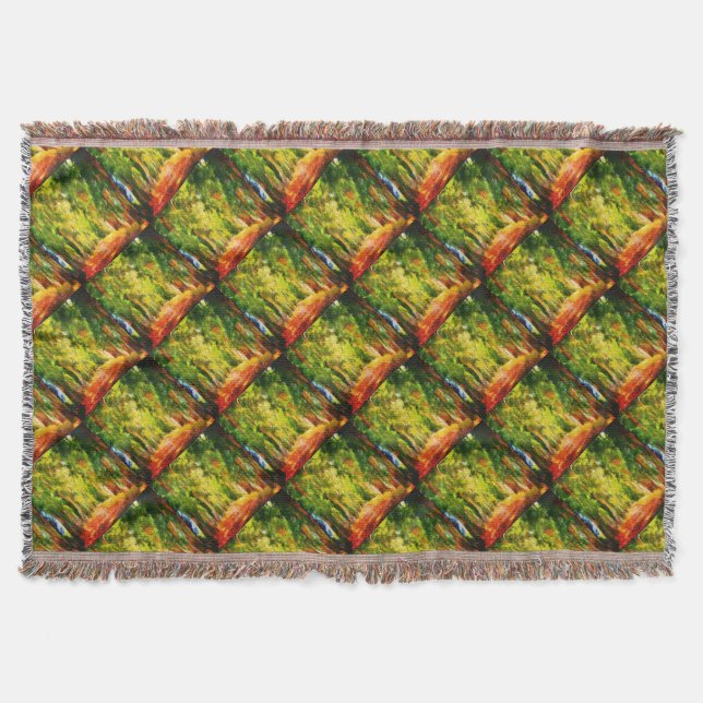 Eucalyptus Tree Lined Avenue Pointillism Art Throw Blanket (Front)