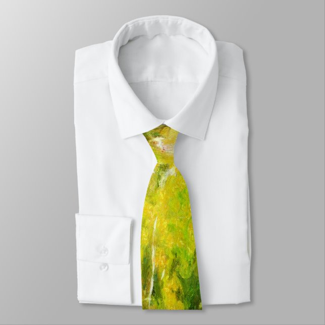 Eucalyptus Tree Lined Avenue Pointillism Art Tie (Tied)