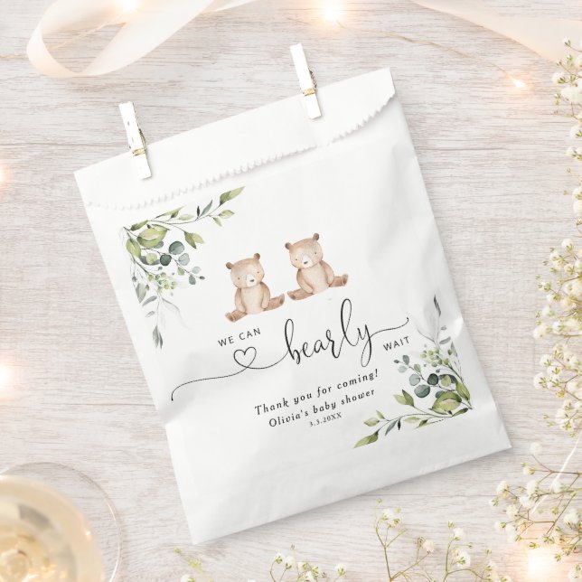 Eucalyptus twin bears baby shower favour bags (Clipped)
