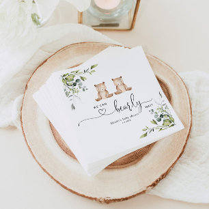 Eucalyptus twin bears baby shower napkin