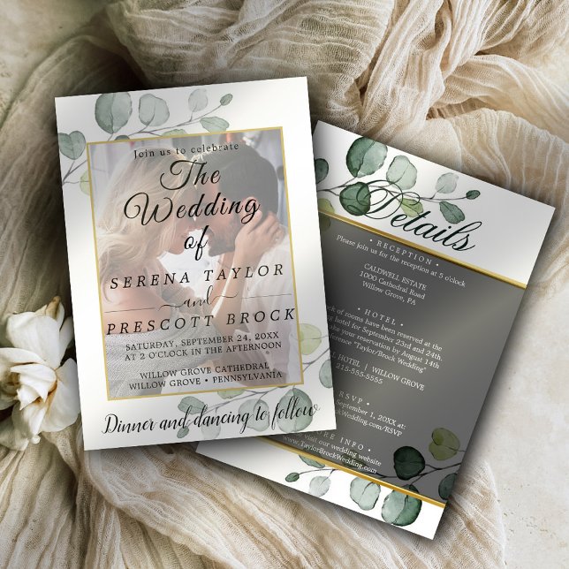 Eucalyptus Vellum Overlay Wedding  Invitation (Creator Uploaded)
