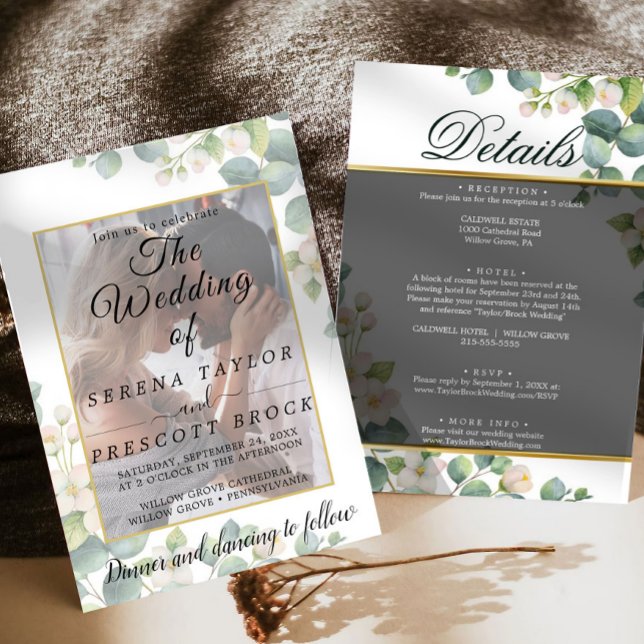 Eucalyptus Vellum Overlay Wedding Invitation (Creator Uploaded)