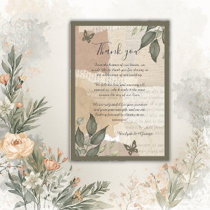 eucalyptus vintage boho greenery wedding thank you card