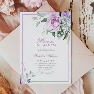 Eucalyptus Violet Flowers Love is in Bloom Shower Invitation