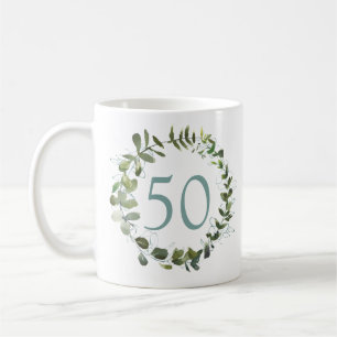 Eucalyptus Watercolor 50th Birthday Coffee Mug