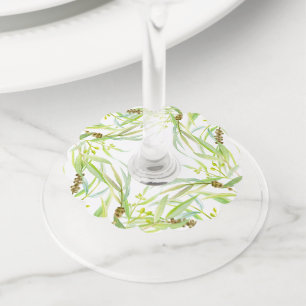 Eucalyptus watercolor art green leaves wine glass tag