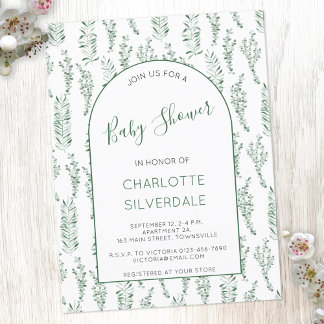 Eucalyptus Watercolor Baby Shower Invitation Postcard