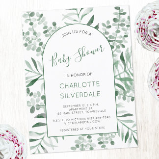 Eucalyptus Watercolor Baby Shower Invitation Postcard