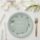 Eucalyptus watercolor botanical sage green wedding paper plate<br><div class="desc">Watercolor eucalyptus botanical sage green foliage wedding favor party decor paper plates. Part of a complete wedding suite</div>