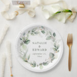 Eucalyptus watercolor botanical wedding favour paper plate<br><div class="desc">Watercolor eucalyptus botanical foliage wedding favour party decor paper plates. Part of a complete wedding suite</div>
